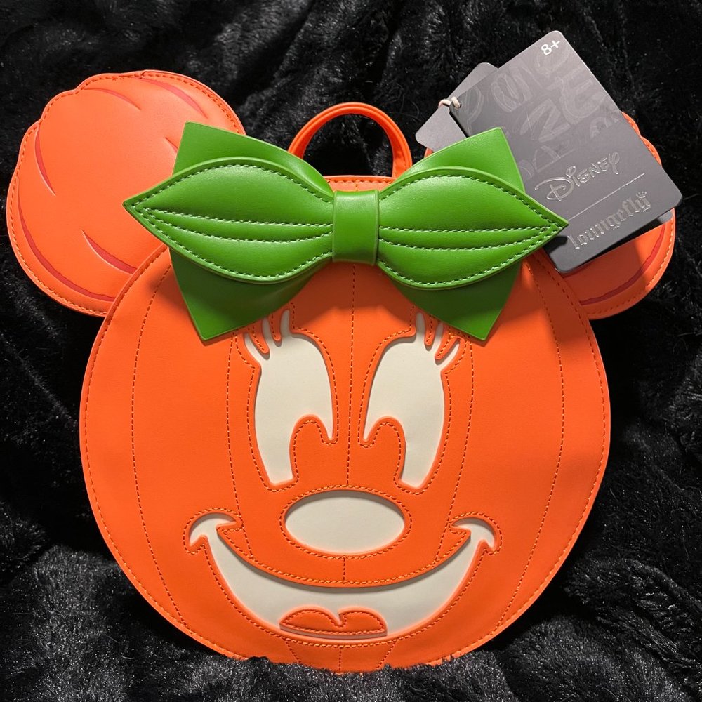 Loungefly Disney Glow Face Minnie Pumpkin Mini Backpack FINAL PRICE - Picture 1 of 7